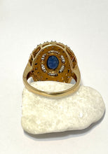 Load image into Gallery viewer, Art Deco style Sapphire and Diamond oval cluster ring
