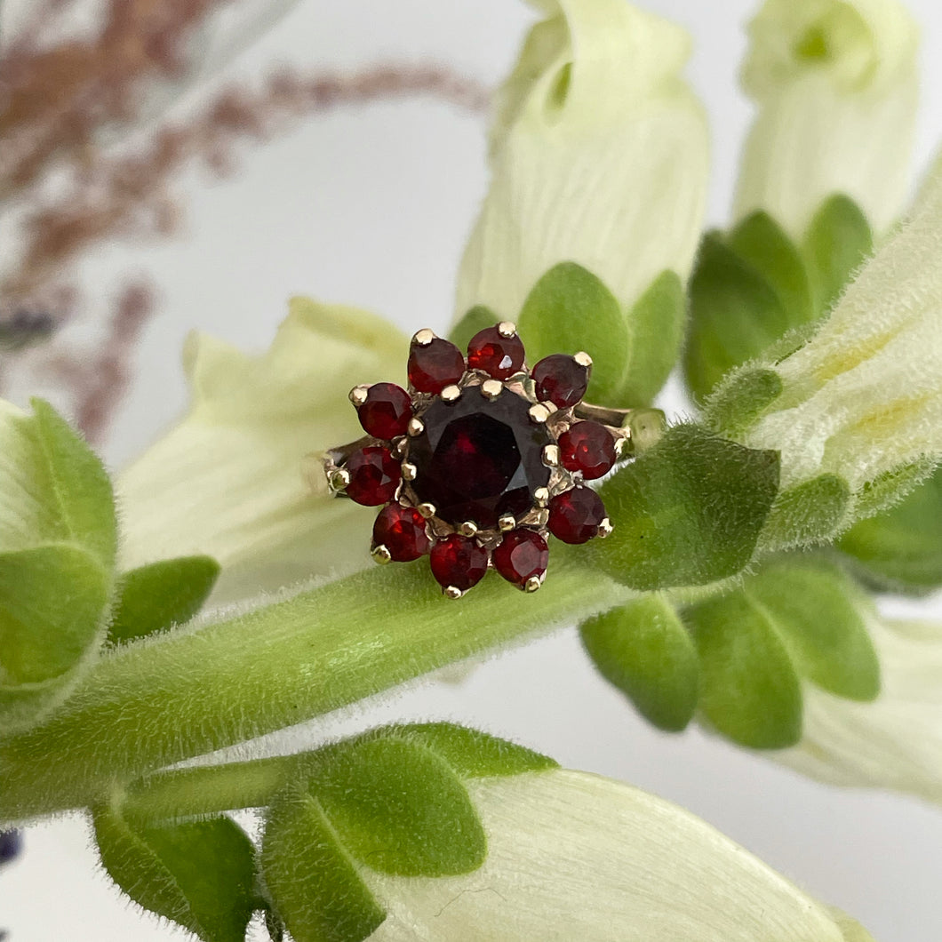 Garnet Flower ring