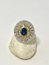 Load image into Gallery viewer, Art Deco style Sapphire and Diamond oval cluster ring
