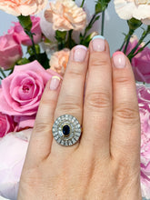 Load image into Gallery viewer, Art Deco style Sapphire and Diamond oval cluster ring
