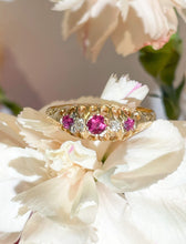 Load image into Gallery viewer, A victorian diamond and ruby five stone ring, hallmarked chester 18ct gold
