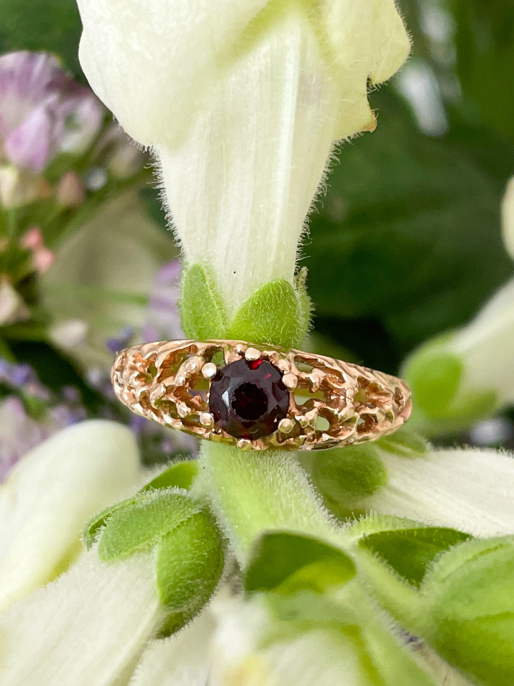 A Single Stone Garnet Ring