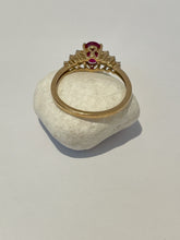 Load image into Gallery viewer, View of the back of a diamond and ruby ring
