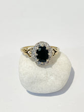 Load image into Gallery viewer, A Sapphire and Diamond Ring with Heart shoulders
