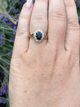 Load image into Gallery viewer, A Sapphire and Diamond Ring with Heart shoulders
