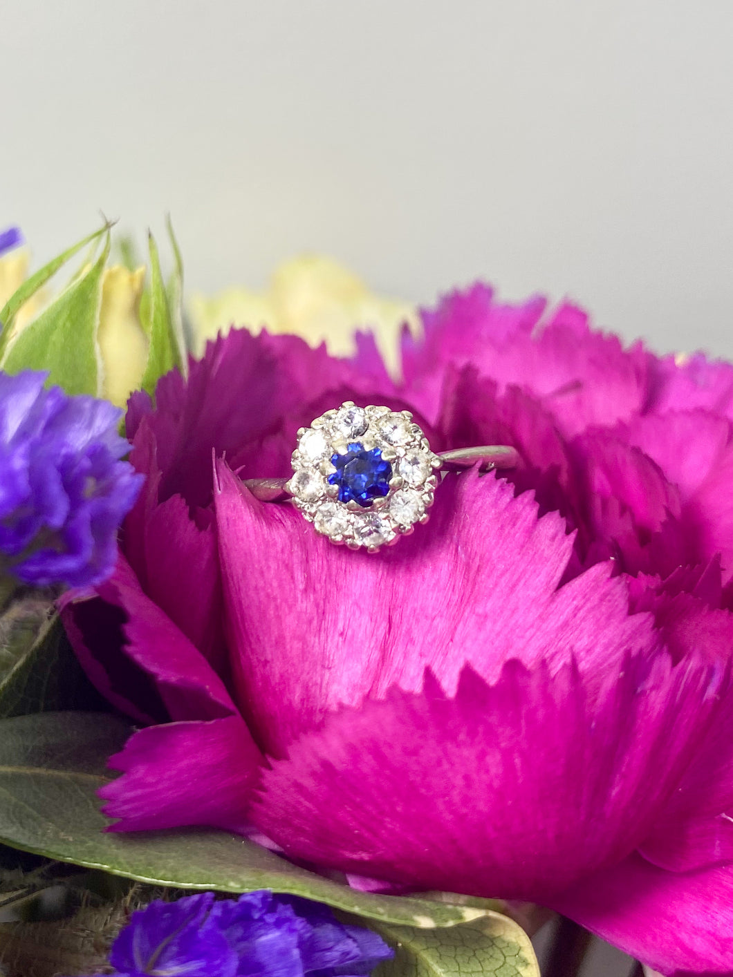 Blue and White Sapphire ring