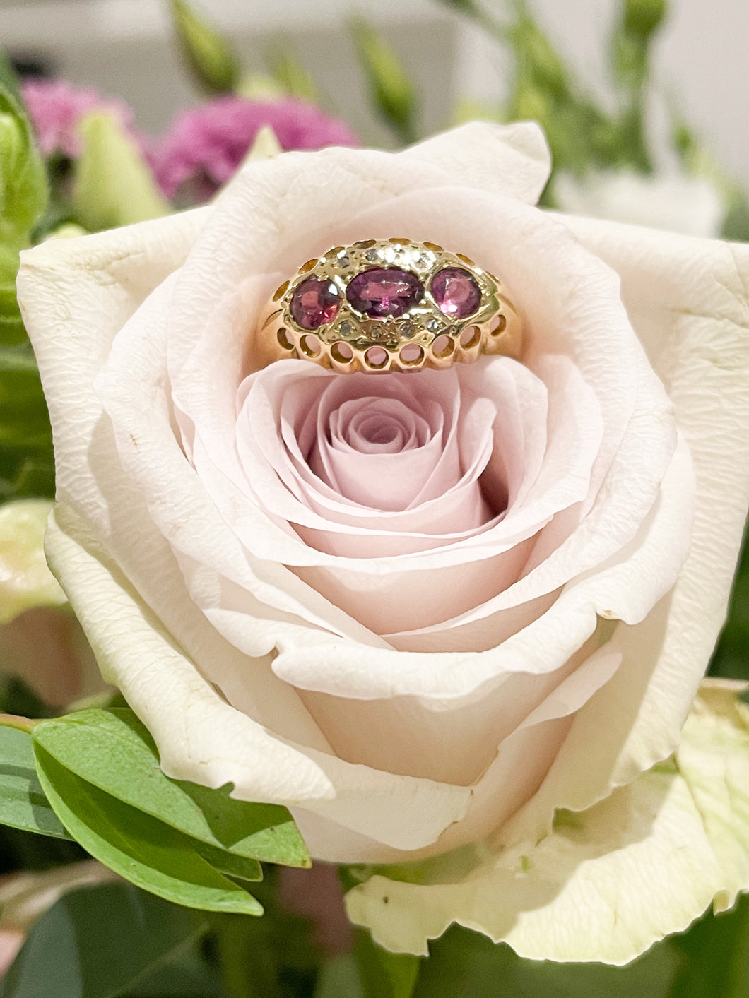 An Amethyst and Diamond Ring